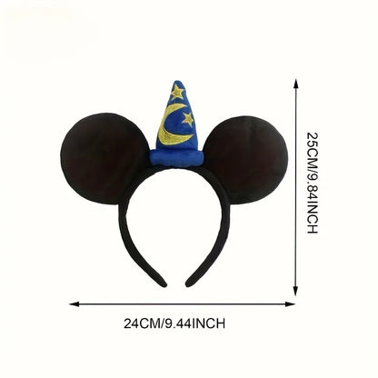1pc Minnie Mouse Ear Hairband Blue Star Crescent Rod Soft Polyester Headpiece Girls Princess Party Birthday Creative Gift