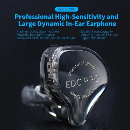 NEW KZ EDC PRO Best In-ear Wired Earphones HIFI Bass Dynamic Monitor 3D Stereo Earbuds Noise Cancel With Detachable Audio Cable