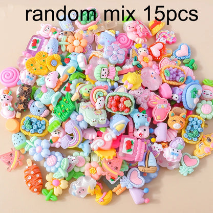 Leslie Random 10/20/30pcs Mixed Resin Food Flower Animal Nail Art Phone Case Hairpin Fridge Handmade DIY Charms Accessory