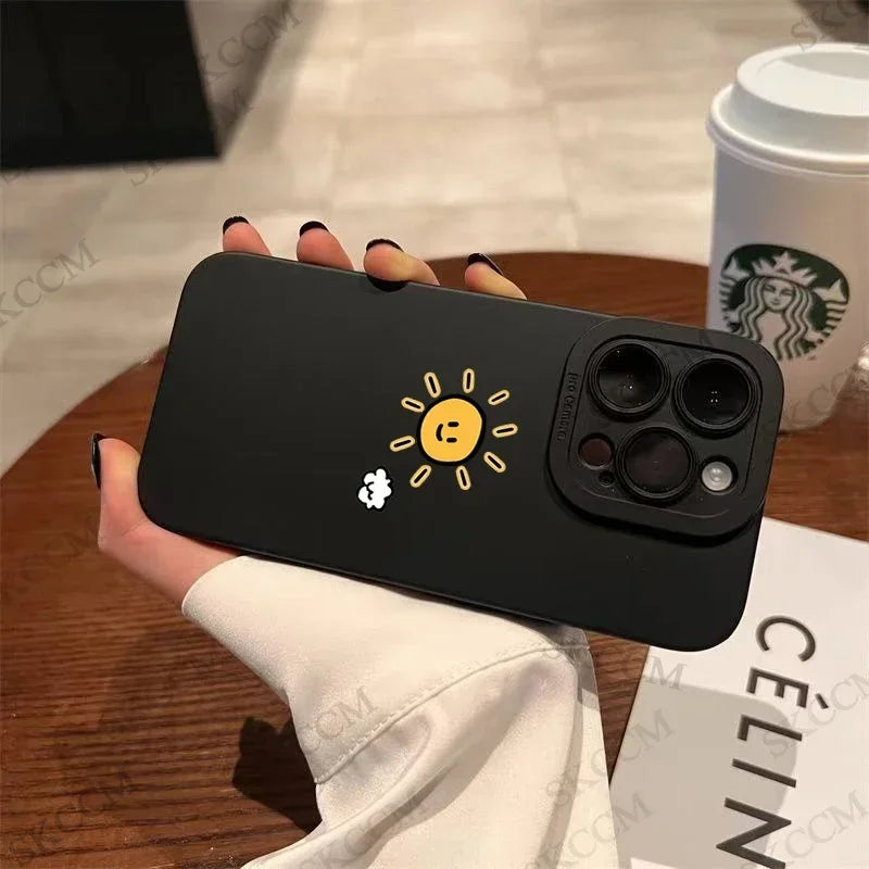 Simple Sun Moon Phone Case For iPhone 15 14 13 12 11 Pro Max 7 8 Plus X XR XS Funda High-end Soft Silicone Luxtury Cases Cover