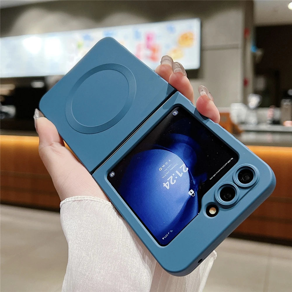 Liquid Silicone Magnetic Case For Samsung Galaxy Z Flip 7 6 5 4 3 Wireless Charging Shockproof Protection Soft Cover For ZFlip6