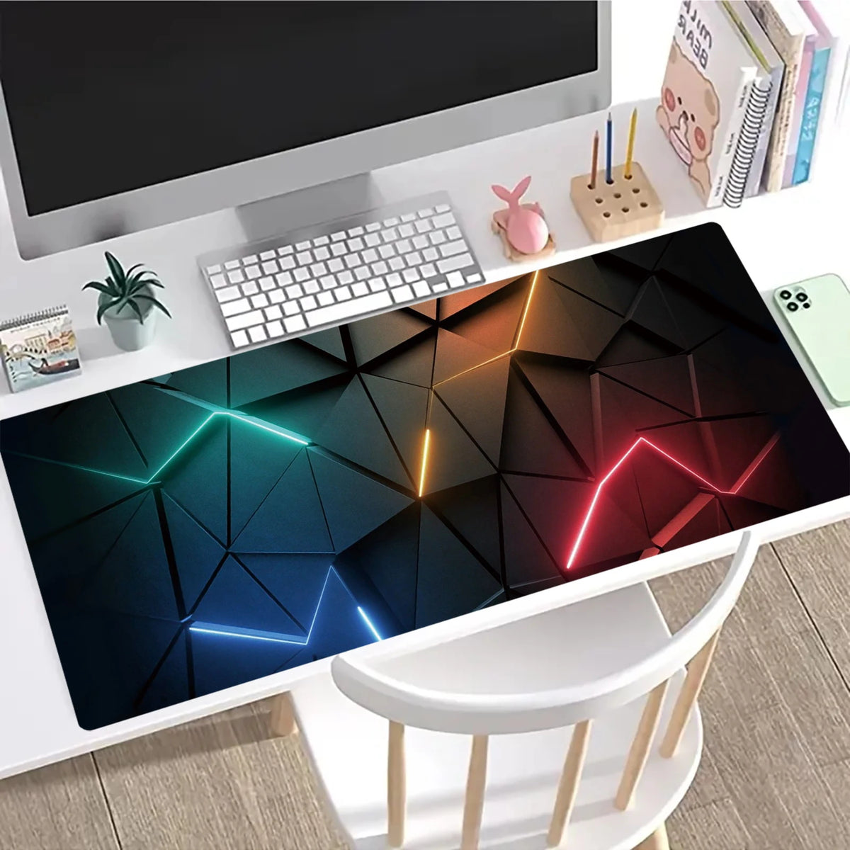 Mouse Pad Desk Pad Extended Mouse Mat 31.5x11.8in Large Computer Keyboard Desk Mat Desk Pad with Non-Slip Base and Stitched Edge