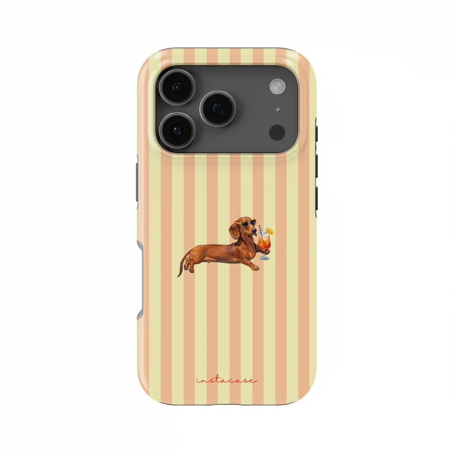 Vintage Dachshund Duck & Plaid Stripe Phone Case for iPhone 17 17e 16e 16 15 14 13 12 11 Air Pro Max Plus Double-layer BackCover