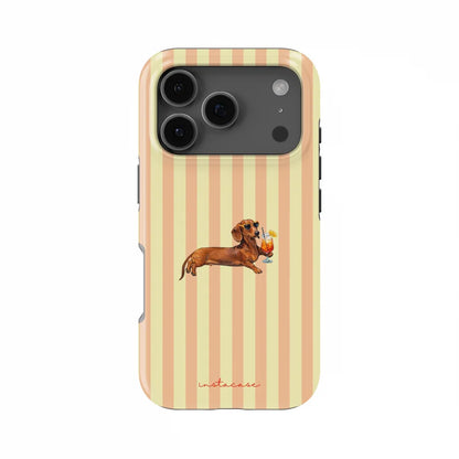 Vintage Dachshund Duck & Plaid Stripe Phone Case for iPhone 17 17e 16e 16 15 14 13 12 11 Air Pro Max Plus Double-layer BackCover