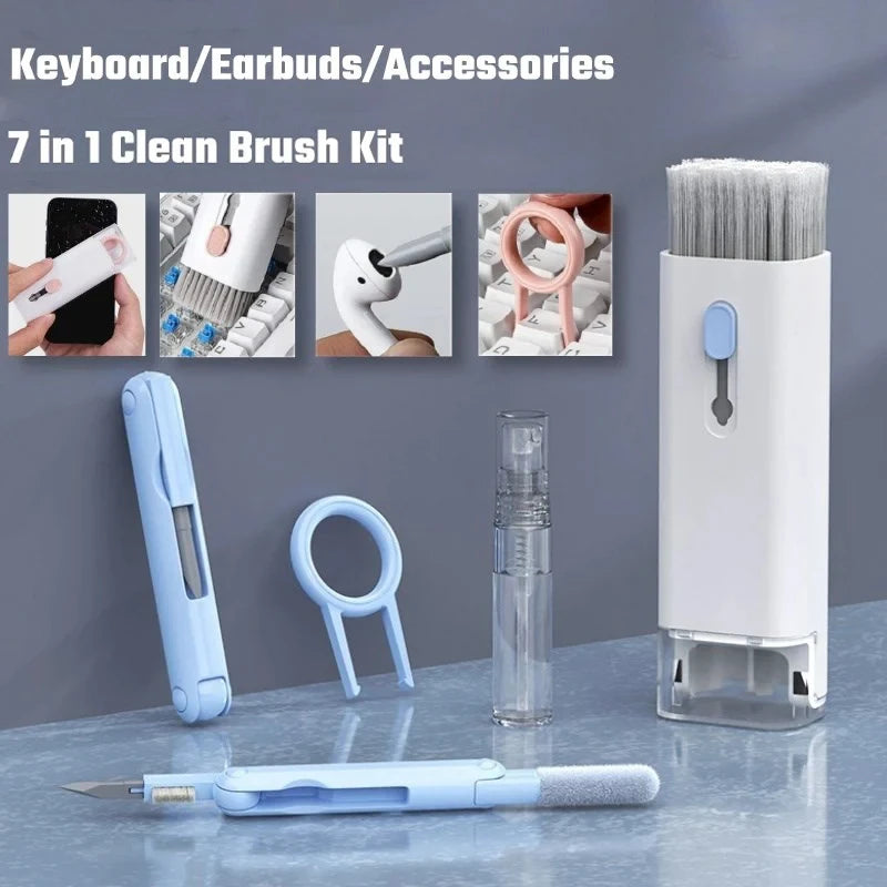 7 In 1 Keyboard Cleaning Kit Earphones Cleaner Brush For AirPods Computer Tablet Laptop TV Screen Mobile Phone Cleaning Tools