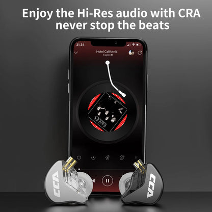 CCA CRA In Ear Headphones Ultra-Thin Diaphragm Dynamic Driver IEM Earphones Bass Wired Gaming Earbuds with Detachable Cable