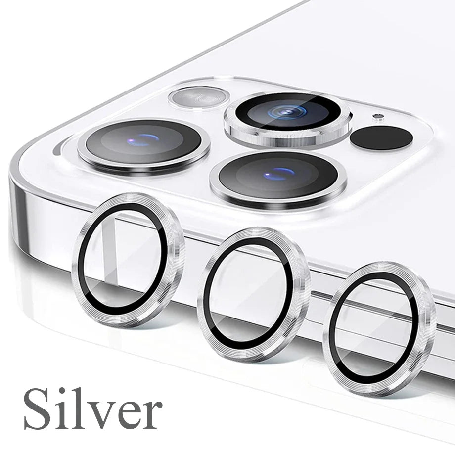 Glitter Camera Lens Protector For iPhone 15 Pro Max 14 11 12 13 Mini 9H Tempered Glass Screen Protector Cover Film Metal Ring