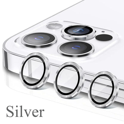 Glitter Camera Lens Protector For iPhone 15 Pro Max 14 11 12 13 Mini 9H Tempered Glass Screen Protector Cover Film Metal Ring