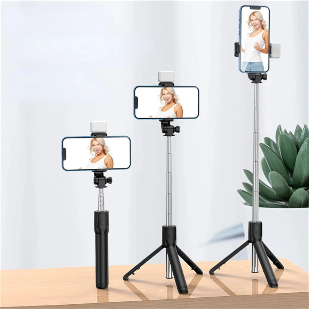 Bluetooth Selfie Stick Tripod Desktop Stand Phone Holder Wireless Remote Shutter for iPhone IOS Android Phone Option Fill Light
