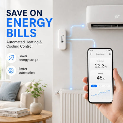 Tuya Smart Temperature Humidity Sensor, WiFi & Bluetooth, Alexa & Google Assistant Compatible, Indoor Home Automation Device