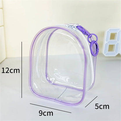 12cm PVC Transparent Storage Bag with Keychain Multicolor Cartoon Doll Display Box Dustproof Case Earphones Gift Organizer Bags
