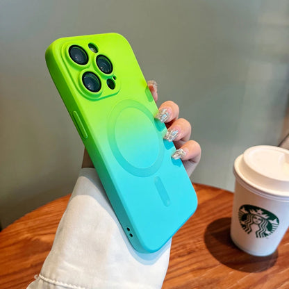 Luxury For Magsafe Gradient Silicone Multicolour Shockproof phone Case for iPhone 15 14 13 12 11 Pro Max Wireless Charging Cover