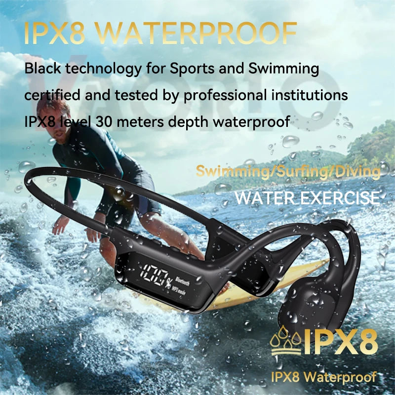 Bone Conduction Earphones IPX8 Waterproof Headset for Swimming New Bluetooth Wireless Sport Headphones MP3 32G RAM Hifi Stereo