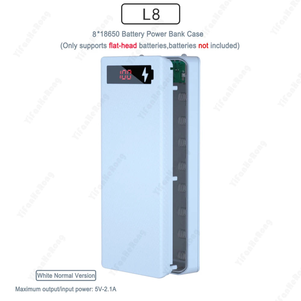 8/10*18650 Power Bank Cases Battery Holder Portable Dual USB Type C Charge Shell for iPhone Xiaomi Huawei 18650 Battery Cases