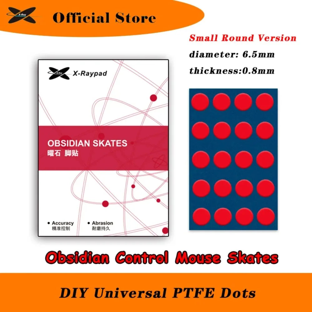 Obsidian X-Raypad Mouse Skates Universal 6.5mm Dots Donuts 0.9mm Balanced Control Mouse Feet Pad Glass Foot Pad