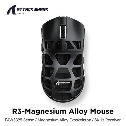 ATTACK SHARK R3 High Quality Wireless Gaming Mouse 8KHz PAW3395 26000 DPI Magnesium Alloy 46g Tri-Mode Bluetooth Wired Pro Gamer