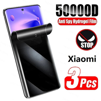 3Pcs Privacy Hydrogel Film For Redmi Note 14 Pro Plus 5G 14S 13 12 12S 11S 10S 10T Screen Protector Without Fingerprint Unlock