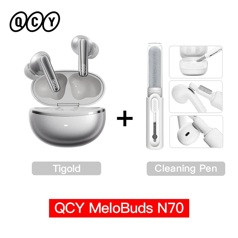 QCY MeloBuds N70 Adaptive ANC Wireless Earbuds Bluetooth 6.0 LDAC Hi-Res Audio 6 Mics Wireless Charging Earphones 50Hrs IPX5