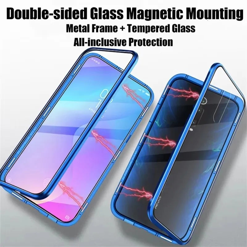 360° Protection Metal Magnetic Phone Case For XiaoMi 13T 14T 15T Redmi K60 K70 Ultra Note 13 14 Pro 5G Double Sided Glass Cover