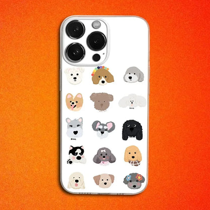 Pet Puppy Dog Cute Phone Case For iPhone 16,15,14,13,12,11 Plus,Pro,Max,XR,XS,X,Plus,SE,Mini Transparent Soft Cover