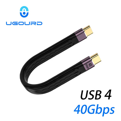UGOURD USB4 Type C Data Cable 40Gbps USB C Short Cable PD 100W 240W 8K for Thunderbolt 3/4 SSD iPhone 15 Pro Max Power Bank