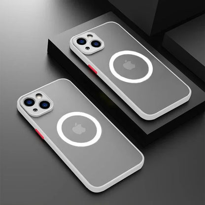 Luxury Matte Clear Magnetic Phone Case For iPhone 17 Air 16 E 15 14 13 12 11 Pro Max Plus Mini Wireless Charge Shockproof Cover