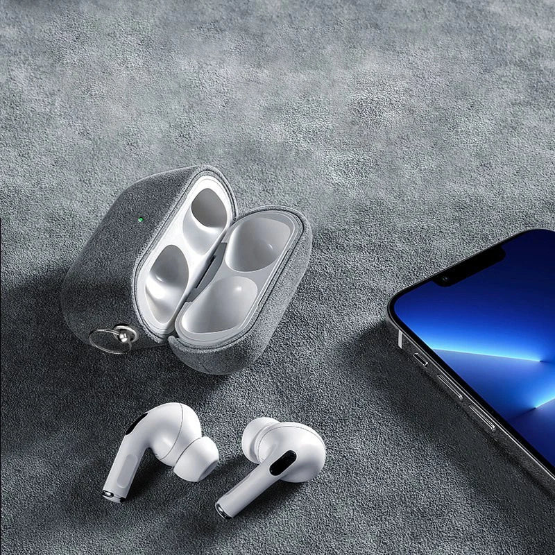Luxury Italian Suede Headphone Case for Airpods 4 3 1 Pro 2 Anti-loss Metal Keychain Wireless Charge All Inclusive Earphone Case