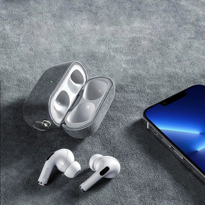 Luxury Italian Suede Headphone Case for Airpods 4 3 1 Pro 2 Anti-loss Metal Keychain Wireless Charge All Inclusive Earphone Case