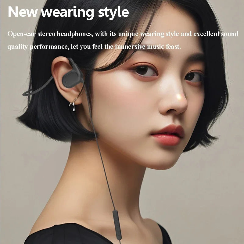 Open Ear Wired Headphones Air Conduction Gaming Headset 3.5mm Type-c USB Plug Stereo Earphones for Computer Laptop Mobile Phone