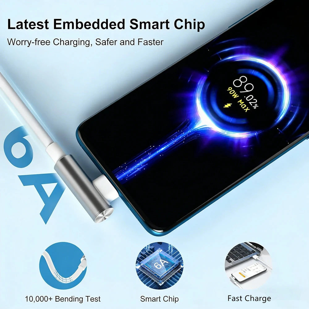 90W Max EU Fast Charger For Xiaomi 13 14 15 Ultra 15T 17 Pro Redmi Note 14 15 Pro POCO F6 F7 F8 X7 X8 Pro Type C USB Elbow Cable