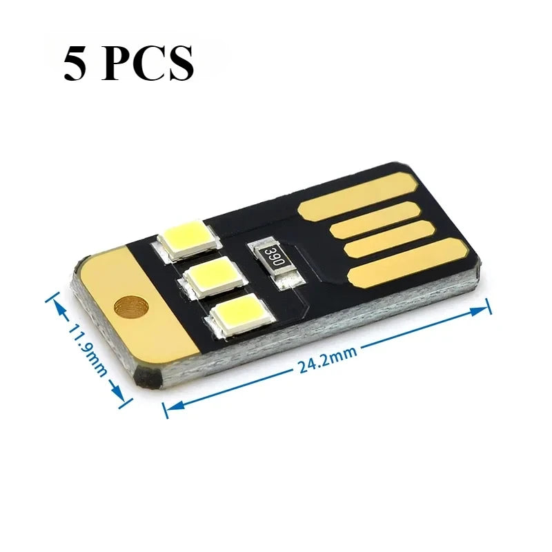 5/10PCS USB LED Reading Lamp DC 5V Night Light Card Lamp Keychain USB Reading Light Book Lights for Laptop PC Power Bank Light