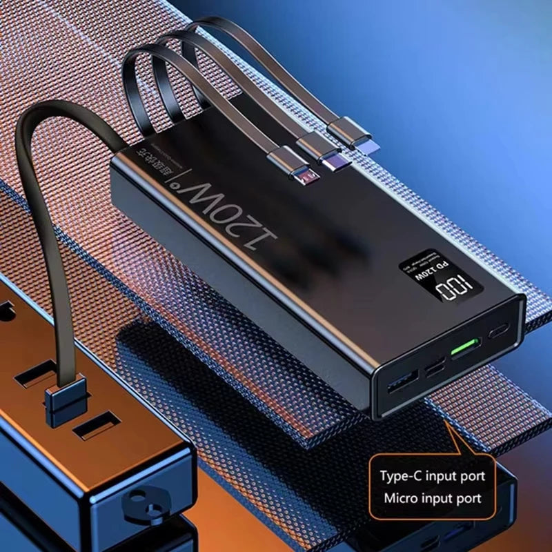 Lenovo 4-in-1 Power Bank 120W 500000mAh High Capacity With Cables Super Fast Charging Portable Charger For iPhone Samsung 2026