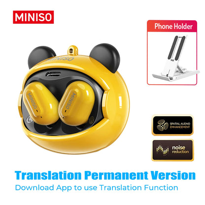 MINISO MS118 Bluetooth Earphone AI Translation Earbuds TWS in-Ear Wireless Headphones Face-Changing Bear DIY Earbuds