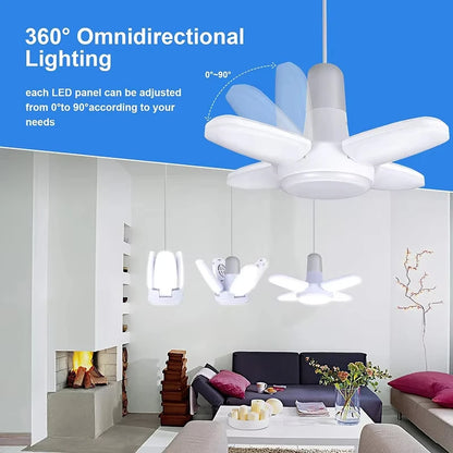 28W Fan Shape LED Bulb E27 LED Lamp Foldable 220V  Light Bulbs For Home Living Room Warehouse Garage Ceiling Light