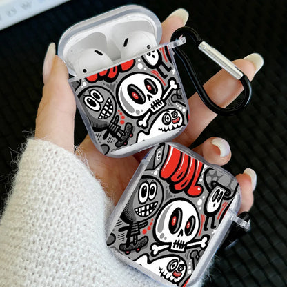 Simple Black Snake Design Case For AirPods 4 3 1 2 Gen TPU Earbuds Case For AirPods Pro 2/Pro Cover with Keychain Accessory