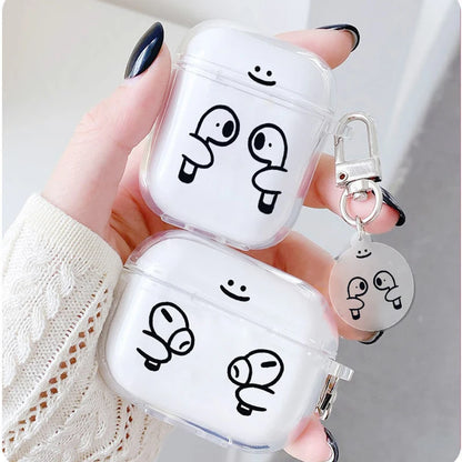 For AirPods 1 2 3 Earphone Case Funny Cute Cartoon Couples Bluetooth Headphone Protective Cover For AirPodsPro 2nd With Keychain