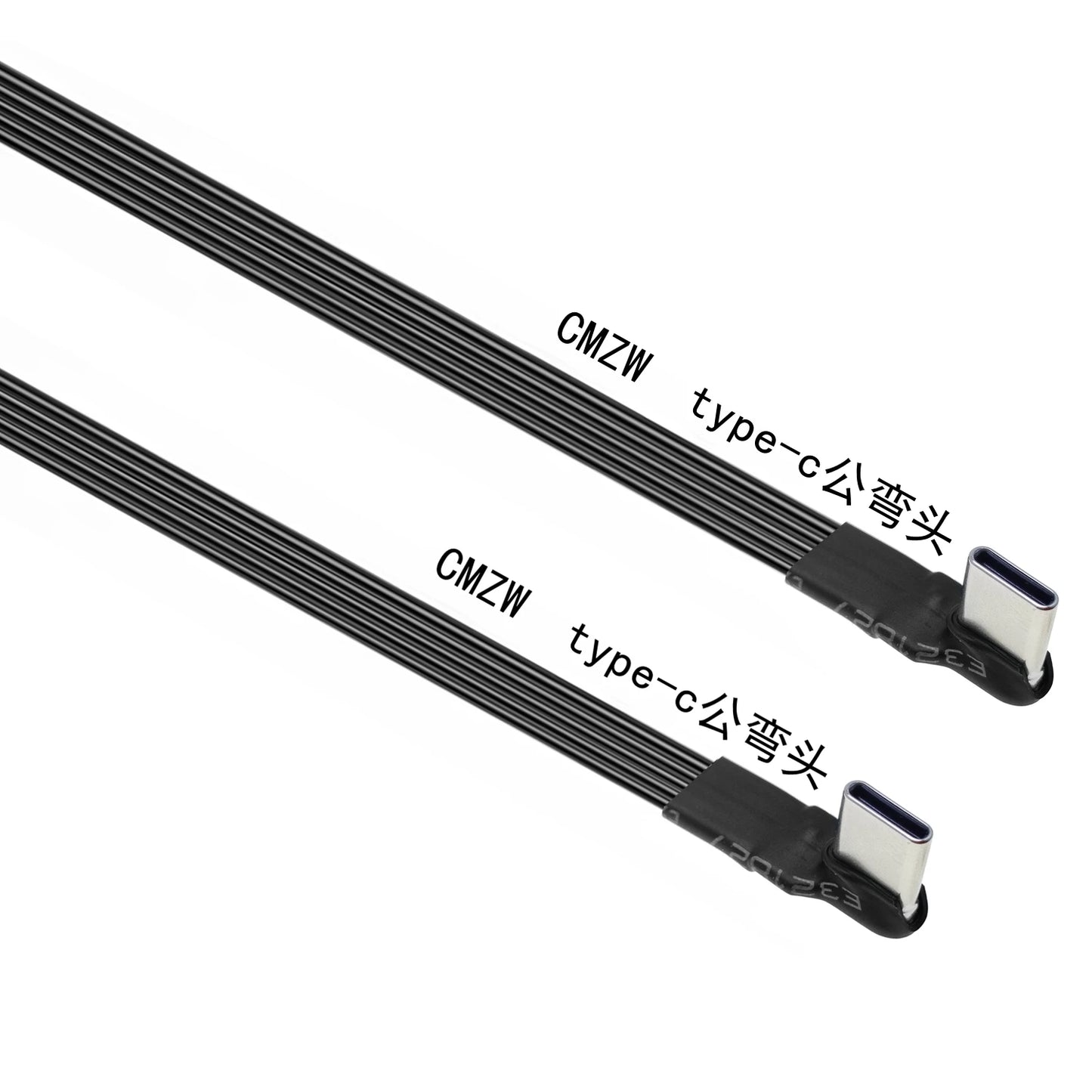 50CM Type C to USB-C 90° Angled adapter cable Power bank flexible cable PD cable charging cable USB C bend flat silicone cable