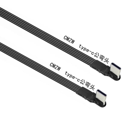 50CM Type C to USB-C 90° Angled adapter cable Power bank flexible cable PD cable charging cable USB C bend flat silicone cable