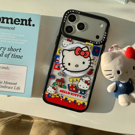 Sanrio Hello Kitty Magnetic Holder Wireless Charge Cute Cartoon Phone Case For iPhone 17 16 15 14 13 12 11 Pro Max Hard Cover