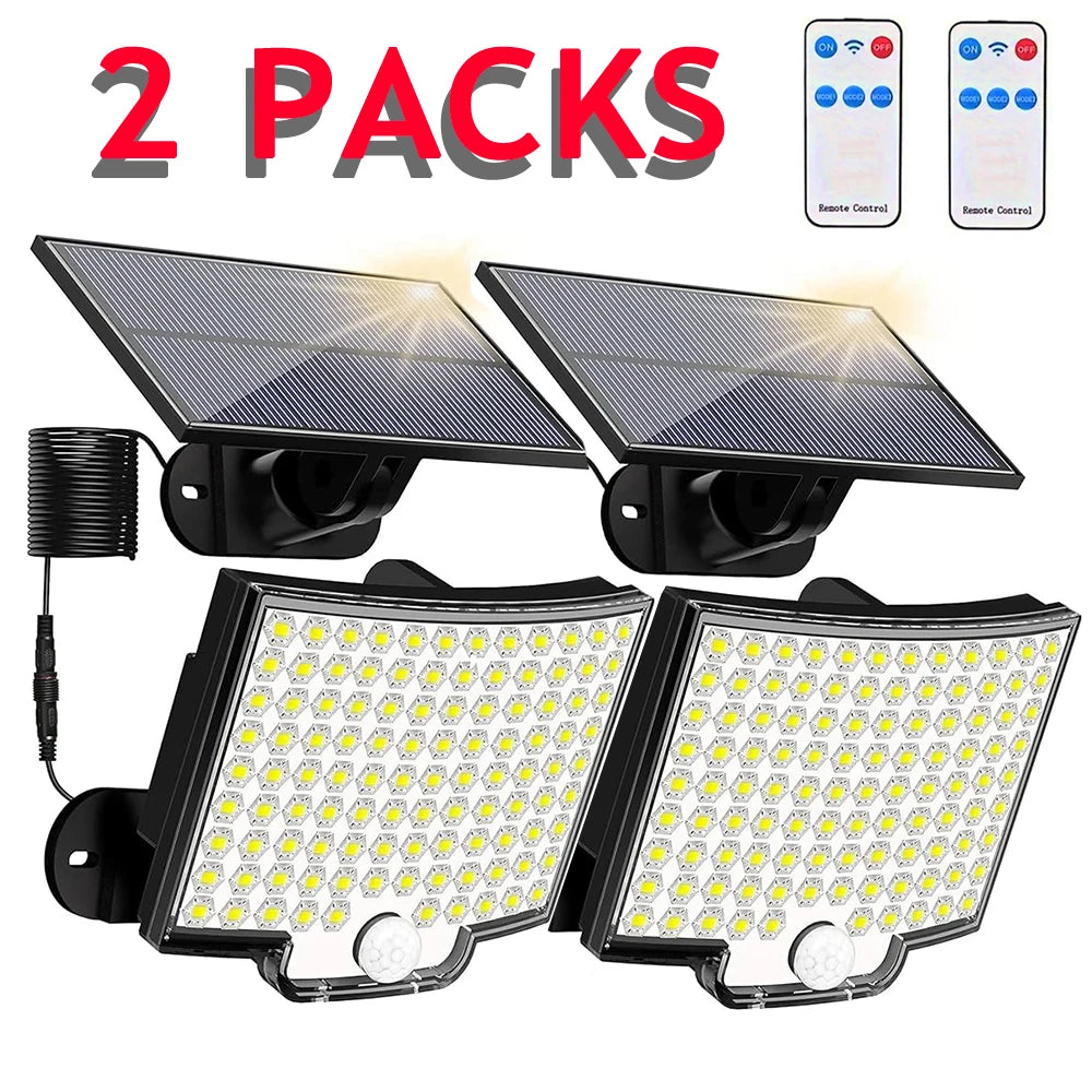106LED Solar Outdoor Lights Motion Sensor Remote Wall Flood Lamp Security Waterproof Patio Garden Garage Fence Pathway Lighting