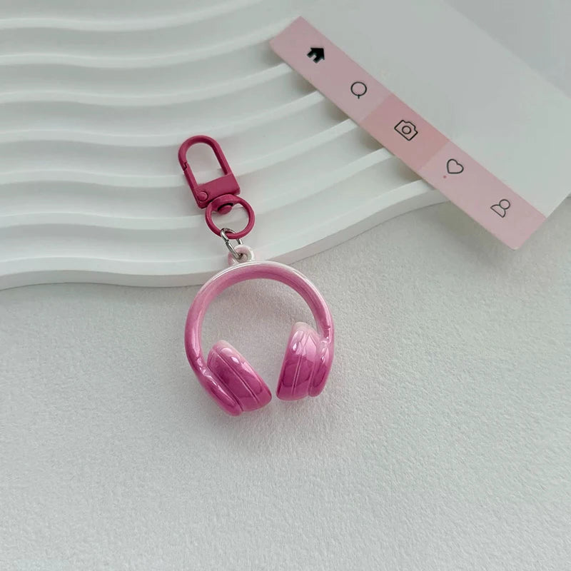 1PC Cute Creative 3D Earphones Pendant Keychain Mobile Phone Chain Earphone Charm Backpack Hanging Decoration Accessories Gifts