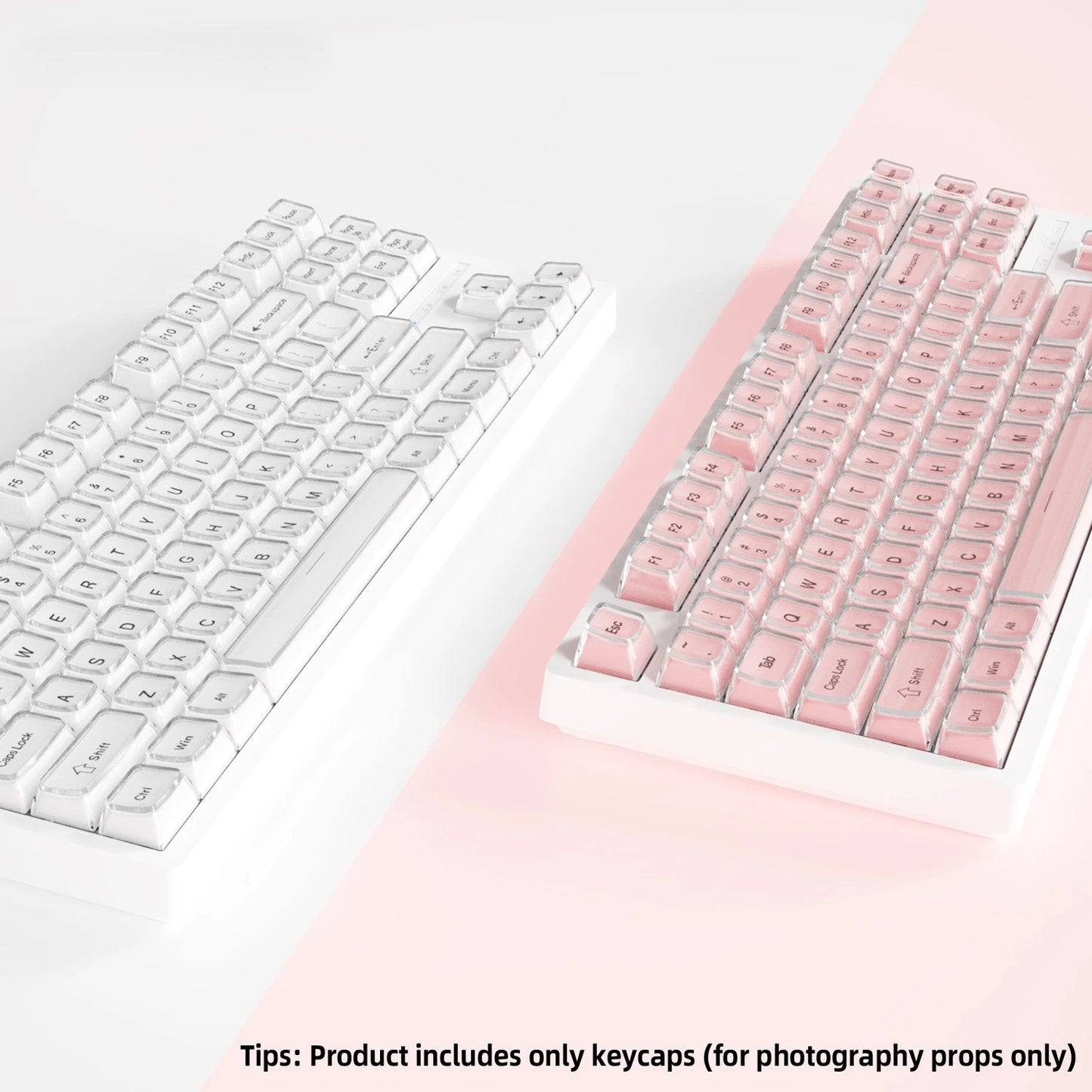 Crystal Jelly Side Front Printed Keycaps for Mechanical Keyboard 60 75 80 100 Layout Key Caps Korean Japanese Русский Arabic