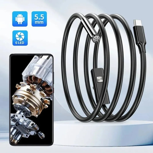 USB Endoscope for OTG Android Phone 5.5mm Borescope Inspection Snake Camera IP67 Waterproof with 6 LED Lights For Type C