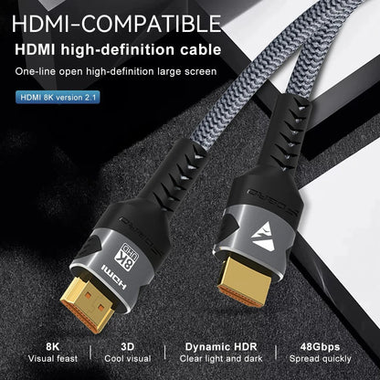 8K HDMI-Compatible Cable 4K@120Hz 8K@60Hz HDMI 2.1 Cable 48Gbps Adapter For RTX 3080 eARC HDR Video Cable PC Laptop TV box PS5