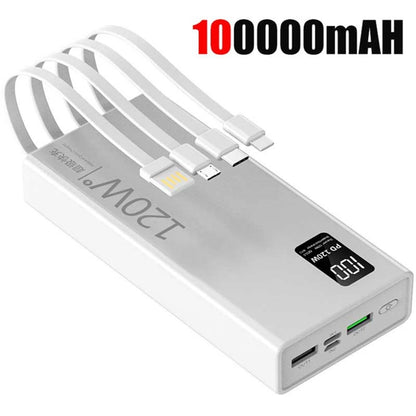 Lenovo 4-in-1 Power Bank 120W 500000mAh High Capacity With Cables Super Fast Charging Portable Charger For iPhone Samsung 2026