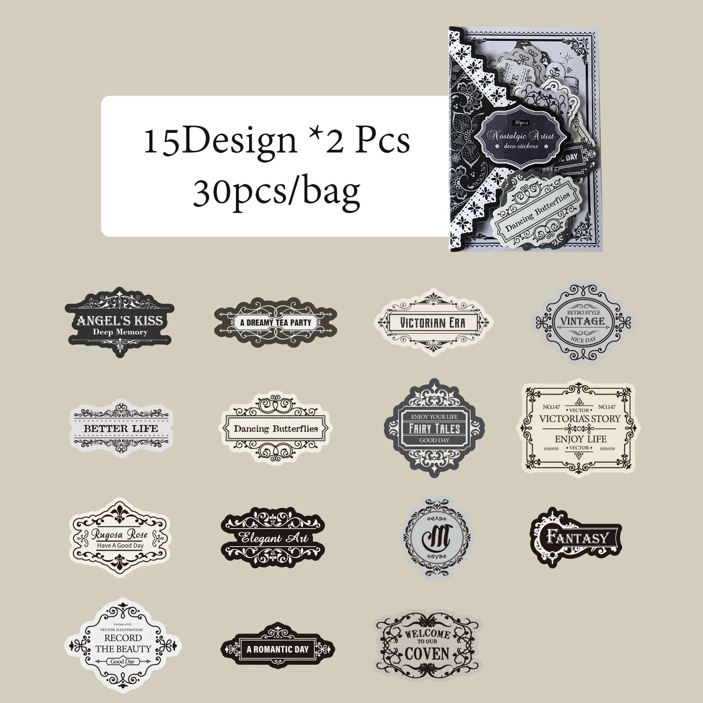 Mr. Paper, 6 Styles Nostalgic Artist Series Sticker Pack, Stationery Decorative Stickers, Cute Phone Case Stickers