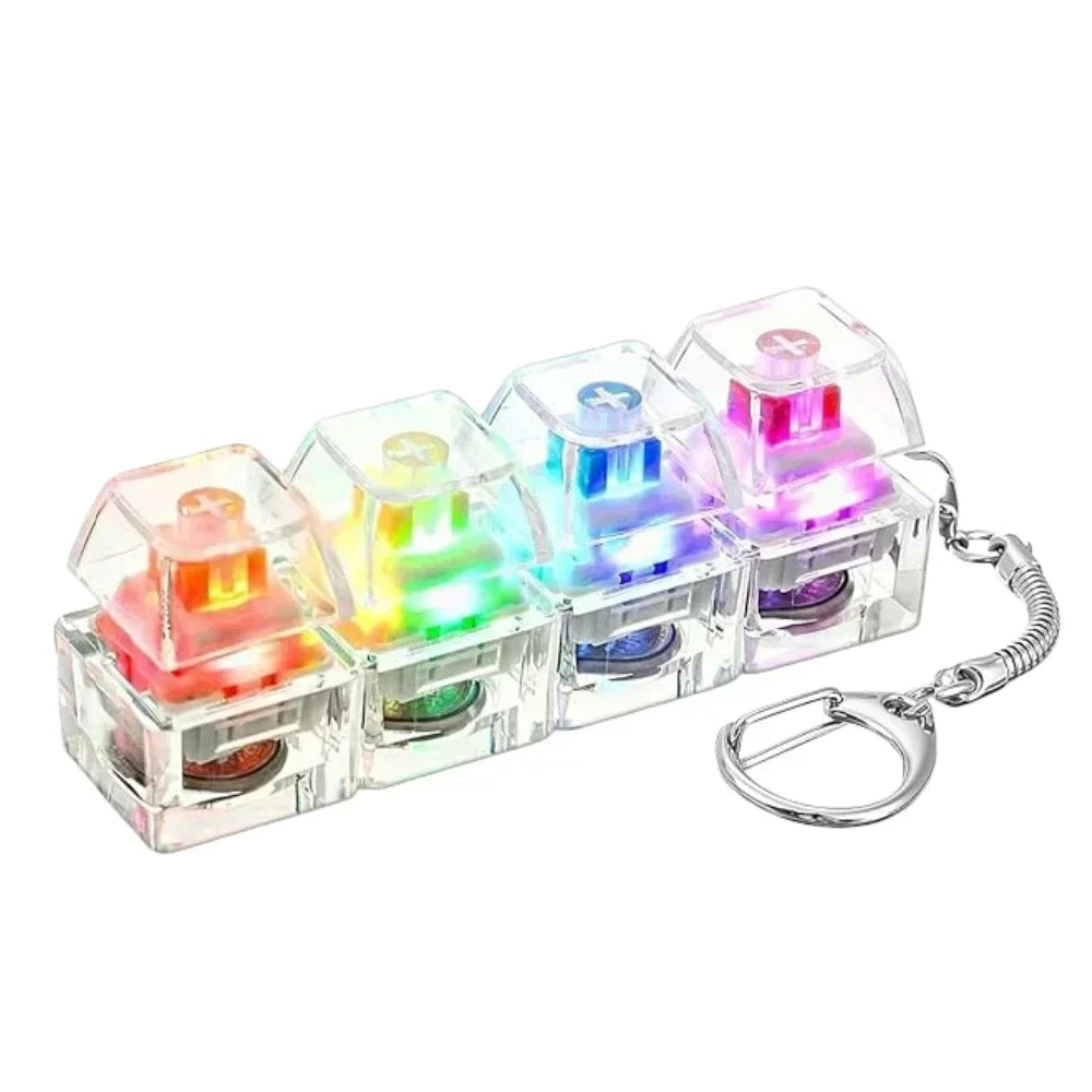 LED Light-Up Keychain Keyboard Clickable Button Fidget Toy for Stress Anxiety Relief Portable Desk Accessory Office Decor Gift