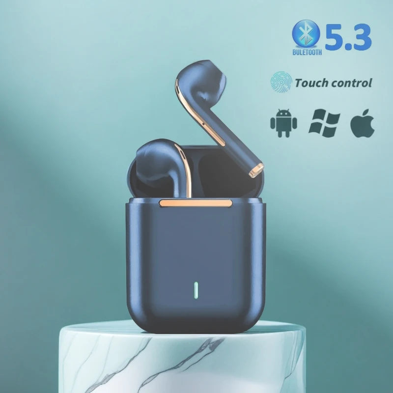 J18 TWS Wireless Earbuds, 5.3 Bluetooth Headphones Long Playtime, Noise Cancelling Voice Call, for Gaming, Business & Sports