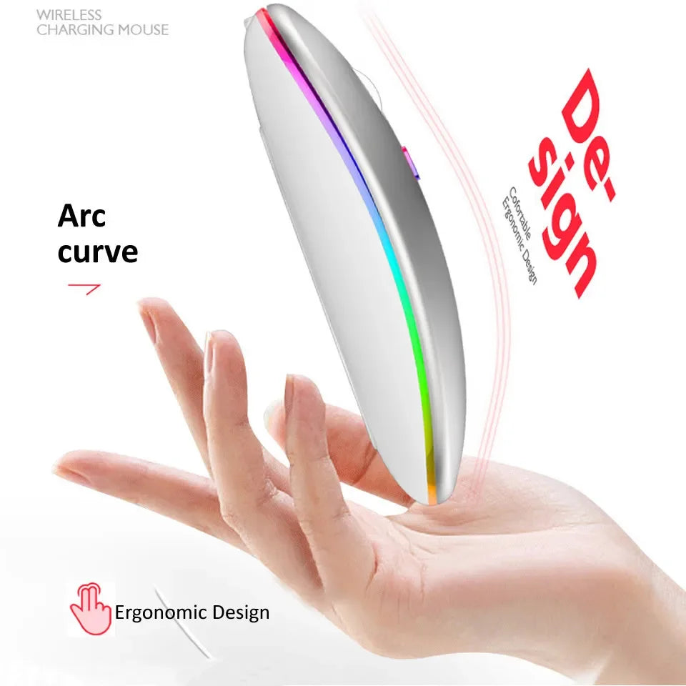 Wireless Mouse Bluetooth--compatible RGB Rechargeable Mouses Wireless Computer Silent Mice LED Backlit Ergonomic Gaming Mouse