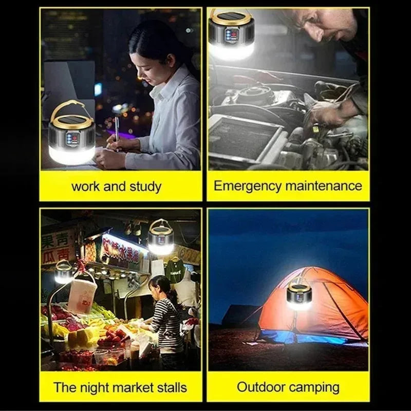 1-2PCS Solar Camping Light Power Bank LED Camping Lanterns Remote Control Waterproof Outdoor Tent Light Rechargeable Flashlight